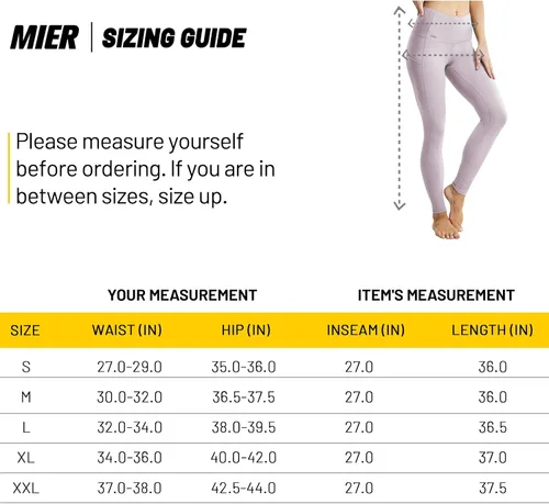 Vista 7 de MIER Pantalones de yoga de cintura alta para mujer, con bolsillos, control de abdomen, para correr, atléticos, de compresión, longitud completa