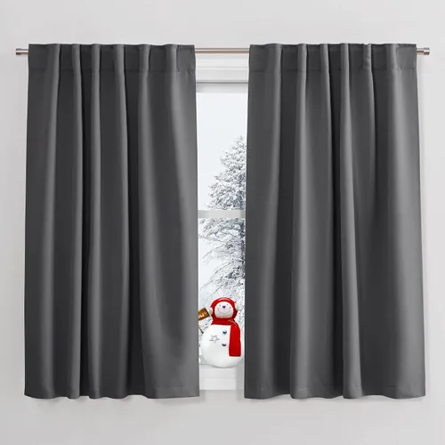 Vista 96 de PONY DANCE Cortinas cortas con aislamiento térmico para ventana pequeña, para guardería, baño, cocina, lavandería, caravana, sótano, 29 pulgadas