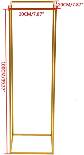 Vista 5 de Jarrones de flores, centros de mesa de boda para mesas, 2 piezas de metal dorado rectangular geométrico soporte de flores jarrón para decoración
