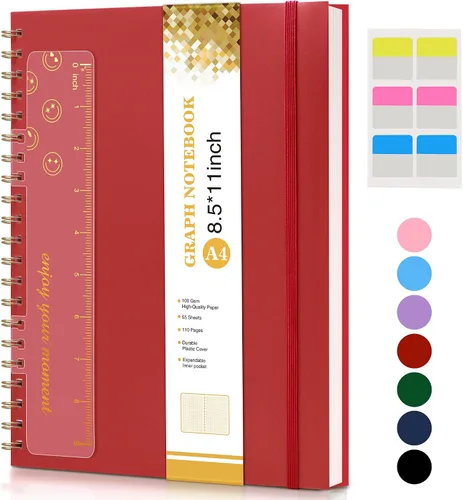 Vista 24 de Cuaderno de espiral de 8.5 x 11 pulgadas, cuadernos grandes A4 para mujeres y hombres, diario rayado universitario, papel de 3.53 oz/m², diarios