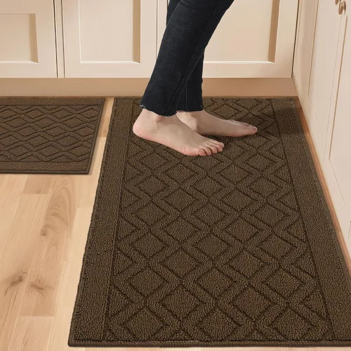 Vista 36 de COSY HOMEER Tapete de cocina antideslizantes, absorbentes para el piso, alfombra de cocina lavable, tapete de pie para fregadero, alfombra de Beige