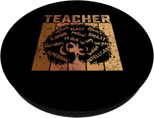 Vista 2 de Black Smart Teacher Afro Love Melanin African American Women PopSockets Swappable PopGrip