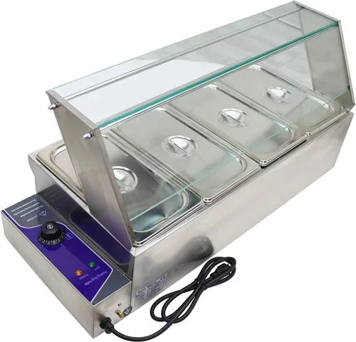 Vista 4 de INTBUYING 4-Pot Buffet Calentador de Alimentos 110V1500W Sartén Profundo Acero Inoxidable