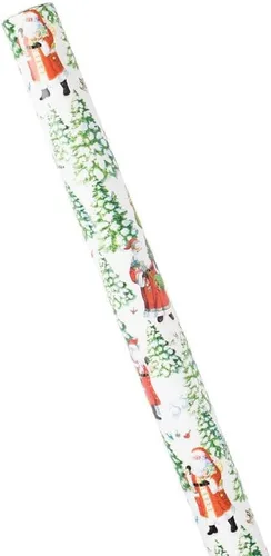 Vista 2 de Caspari Rollo de papel de regalo de Woodland Santa, 30 pulgadas x 8 pies, papel de regalo de Navidad prémium con diseño de Papá Noel del bosque