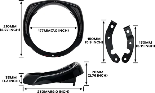 Vista 6 de Faros aro bisel anillo w/DRL para Street Glide Ultra Limited 14-23 Anillo negro para faro delantero, plástico ABS, Plug & Play, IP67 impermeable