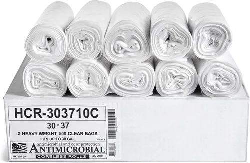 Vista 44 de Aluf Plastics Bolsas de basura de alta densidad, 10 galones, 4000 unidades, 6 micras (eq), 24 x 24 pulgadas, negras, para baño, oficina, industrial