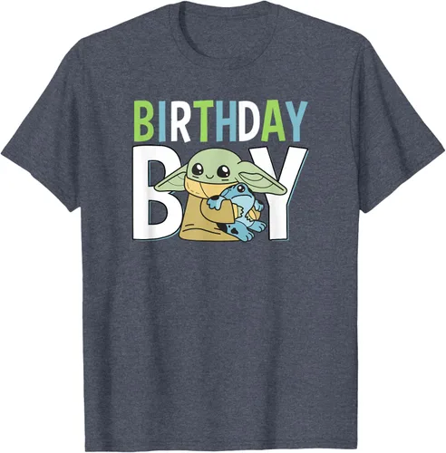 Vista 27 de Star Wars: The Mandalorian Grogu Birthday Boy Hug Blue Green T-Shirt Negro