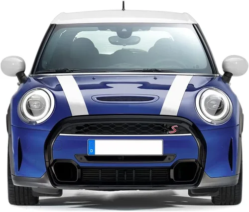 Vista 9 de Pegatinas para capó de estilo de coche, diseño de rayas, para MINI Cooper F55 F56 Decoración (negro brillante)
