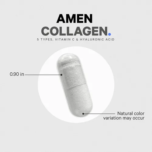 Vista 8 de Amen Suplemento de péptidos de colágeno múltiple, ácido hialurónico, 90
