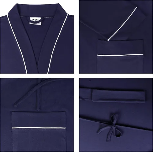 Vista 7 de NY Threads Bata de baño de mezcla de algodón ligera para hombre