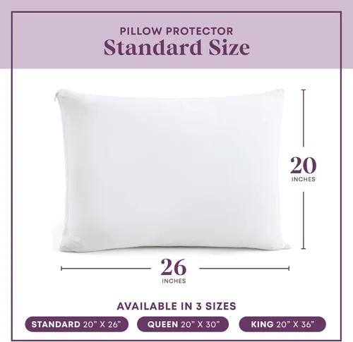 Vista 6 de CirclesHome Juego de 4 protectores de almohada estándar con cremallera, fundas de almohada transpirables 100% algodón, protegen las almohadas
