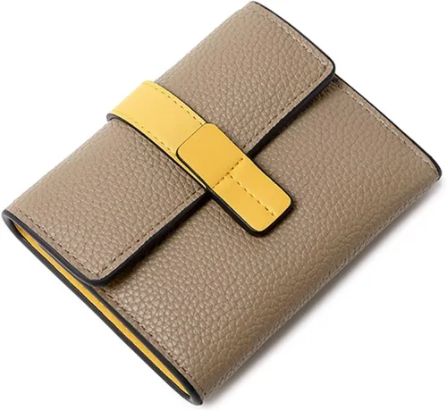 Vista 3 de AOXONEL Billetera pequeña de cuero para mujer, billetera Rfid para mujer, billetera triple plegable, compacta con ranuras para tarjetas y bolsillo