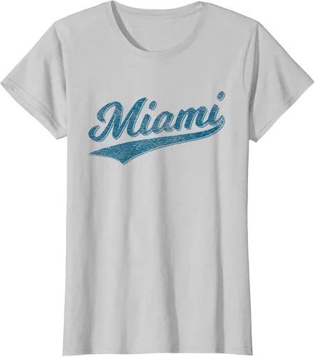 Vista 12 de Camiseta de estilo vintage de Miami Florida VARSITY SCRIPT Sports, gris, S