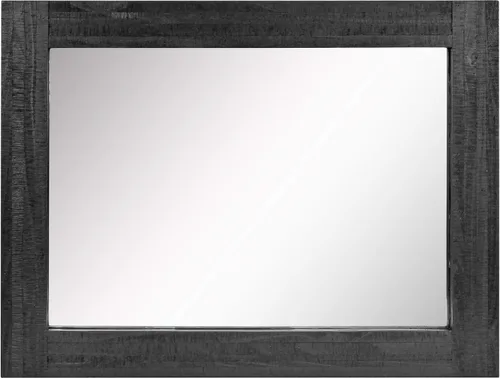 Vista 3 de Stonebriar Espejo de pared rectangular con marco de madera negra de 24 x 18 pulgadas con soportes para colgar, decoración rústica decorativa