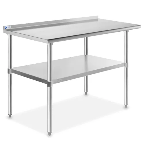 Vista 11 de Gridmann Mesa de cocina comercial para trabajo y preparación de alimentos de acero inoxidable, con protector contra salpicaduras de 30 pulgadas x 24