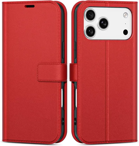Vista 102 de oakxco Funda tipo cartera para iPhone SE 2022/2020/8/7 con soporte para tarjeta de crédito, funda magnética RFID delgada tipo libro con tapa