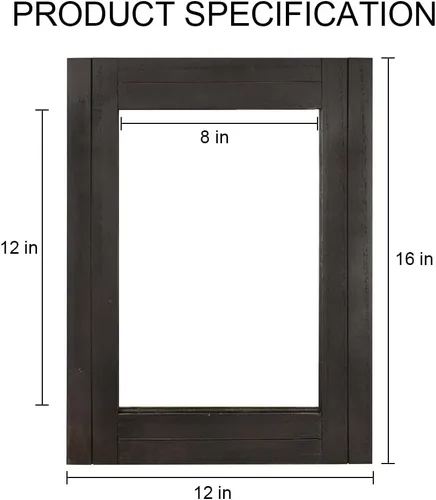 Vista 4 de Espejo de pared rectangular para baño, decoración de madera blanca envejecida con cuerda para colgar para decoración rústica del hogar, tocador