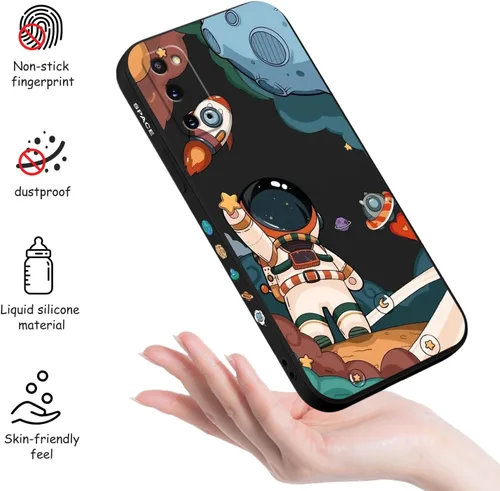 Vista 4 de LEECG para Samsung Galaxy S20 Funda, Diseño Creativo Lateral con Forro de Microfibra de Silicona Suave con Patrón de Flores para Cubierta de negro