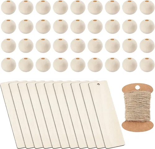 Vista 17 de NBEADS 100 piezas de 40 mm de piezas de madera sin terminar en forma de anillo, adornos circulares blancos antiguos anillos de unión de madera
