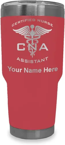 Vista 23 de LaserGram Vaso aislado al vacío de 20 onzas, asistente de enfermera certificada por CNA, grabado personalizado incluido (negro)