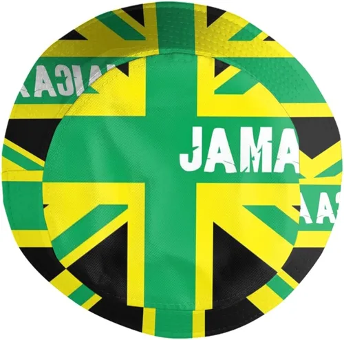 Vista 4 de Mbzutay Sombrero de pescador retro de Jamaica a la moda, unisex, sombrero de playa, sombrero de pescador, sombrero de bandera de Jamaica