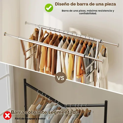 Vista 7 de HYSEYY Perchero de ropa resistente, perchero con ruedas para colgar ropa con estantes, carga de 700 libras, armario portátil con ruedas para Plata