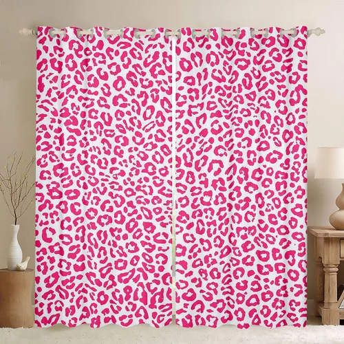 Vista 15 de Feelyou Purple Leopard Print Blackout Curtains Black Wild Safari Darkening Drapes for Bedroom Living Room Decor Cheetah Fur Wildlife Thermal