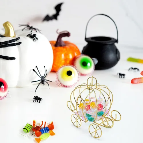 Vista 2 de 6 cajas de caramelos de calabaza de Halloween, cajas de dulces para fiesta de Halloween, suministros de centro de mesa de boda