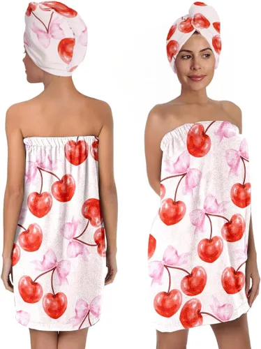 Vista 29 de Juego de toallas de baño y toallas para el cabello para mujer, suave y absorbente de microfibra de secado rápido, con cierre elástico, toalla de spa