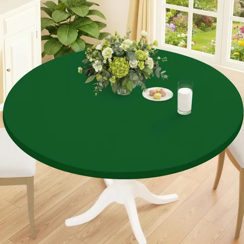 Vista 14 de Smiry Mantel Redondo de Spandex, Manteles Elásticos Ajustados Lavables para Mesas de 18"-24", Cubierta de Mesa de Pícnic Elástica Impermeable