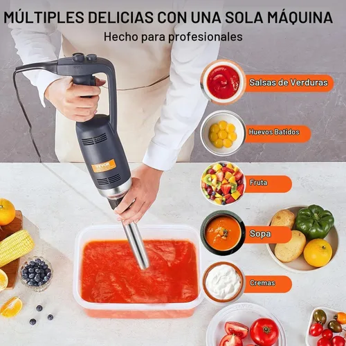 Vista 6 de VEVOR Licuadora de inmersión comercial de velocidad constante Licuadora de mano resistente de 350W Licuadora de mano de acero inoxidable 304