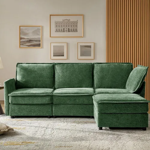 Vista 16 de HULALA HOME Sofá seccional modular, sofá grande en forma de U de 8 asientos con otomano de almacenamiento, sofá cómodo de chenilla con asiento