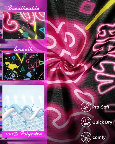 Vista 5 de Zando Traje de los años 90 y 80 para hombre, divertida camisa hawaiana retro de manga corta con botones para discoteca, fiesta temática y playa