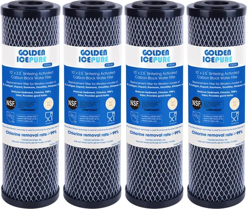 Vista 8 de GOLDEN ICEPURE CTO10, filtro de agua de sedimentos de carbono CTO de 1 micrón, 2.5 x 10 pulgadas, compatible con Dupont WFPFC8002, WFPFC9001, FXWTC