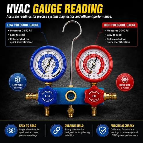 Vista 4 de Aire bomba de aspiradora Xtremepowerus HVAC – A/C refrigeración kit colector ac gauge set
