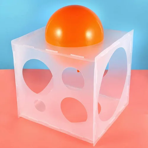 Vista 5 de Acrice - Caja de medición de globos de plástico plegable con 9 tamaños diferentes de agujeros para decoraciones de globos de cumpleaños (plástico)