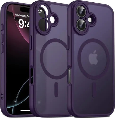 Vista 28 de Oterkin Funda magnética para Samsung Galaxy A17 mate, funda de teléfono A17 compatible con MagSafe esmerilada, translúcida, a prueba de golpes Negro