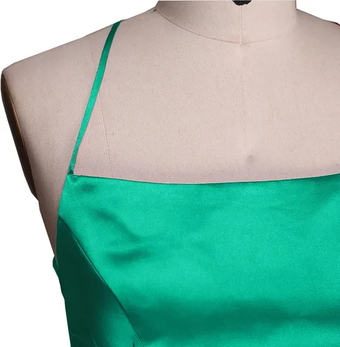Vista 4 de Vestidos formales para mujer, elegantes tirantes delgados, espalda descubierta, cruzados, con cordones, vestido de dama de honor largo con abertura