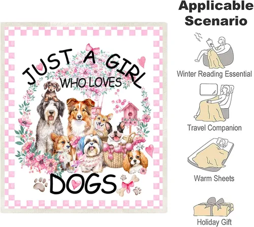 Vista 8 de Manta para Perros Cachorro Felpa Regalo para Niñas Mujeres Niños Perros Animales Amante Mantas Cómodas Ligeras Lindos Cachorros Mascota Sábana Suave