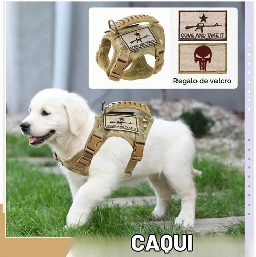Vista 2 de Arnés táctico de entrenamiento para perros, chaleco de trabajo al aire libre, ajustable, militar, Molle, arnés con mango de goma (XS (paquete de 1)