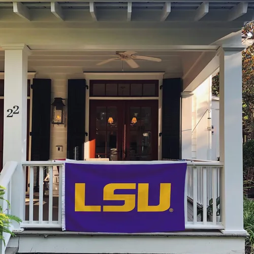 Vista 5 de Desert Cactus Bandera de la Universidad Estatal de Louisianna – Bandera de los Tigres LSU de 3 x 5 pies, tela duradera para interiores y exteriores