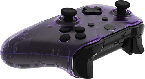 Vista 8 de eXtremeRate Transparent Clear Atomic Purple Faceplate Side Rails for Xbox One Wireless Controller Model 1708, Replacement Front Housing Shell Panels