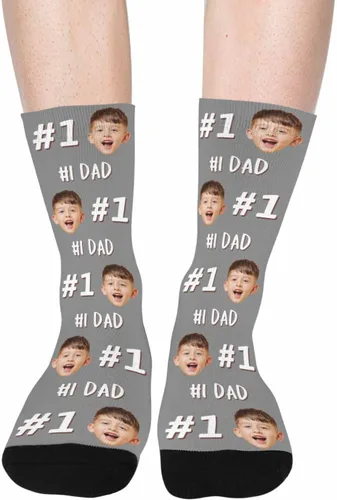 Vista 5 de M YESCUSTOM Calcetines personalizados para la cara, calcetines de animales personalizados para hombres con imagen, foto, texto, diseña tus propios