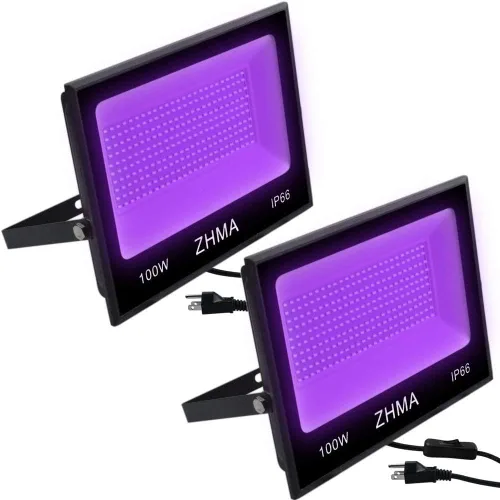 Vista 10 de Luz de inundación de luces negras de 60 W, luz negra con enchufe e interruptor para fiesta brillante, gran espacio, luces LED negras impermeables