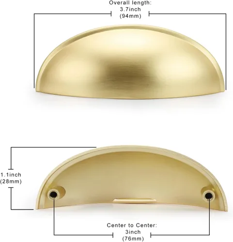 Vista 2 de goldenwarm Jaladeras de latón para gabinetes y cajones de cocina LS0313BB76 Jaladeras sólidas para cajones y gabinetes de cocina, 3 pulgadas