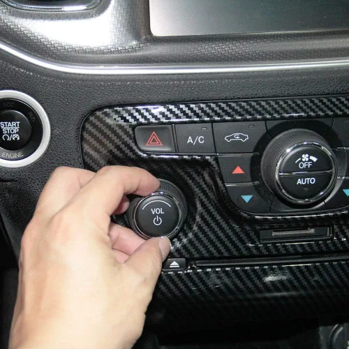 Vista 3 de Crosselec - Cubierta de panel de control central de fibra de carbono para aire acondicionado para Dodge Charger 2011-2014