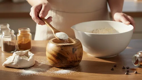 Vista 3 de Azucarero decorativo de madera rústica y cuchara con tapa de boca ancha para dulces y especias para condimentos, frutos secos, recipiente