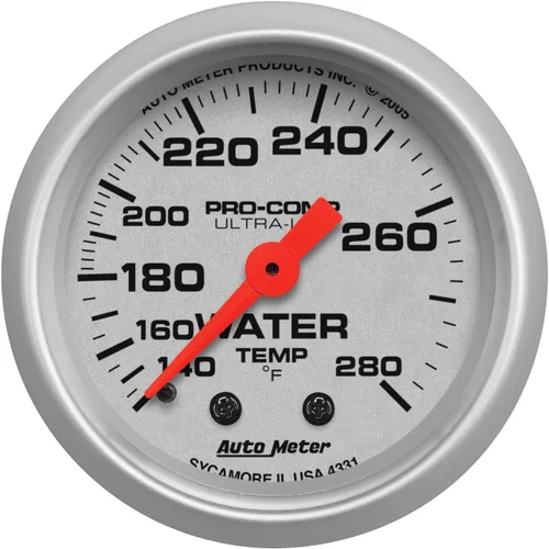 Vista 2 de Auto Meter 4331 Ultra-Lite Medidor mecánico de temperatura del agua, 2 1/16