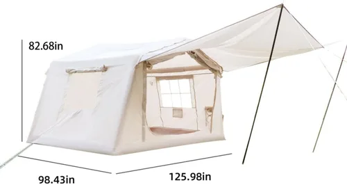 Vista 2 de Tienda inflable para 4 a 8 personas, tienda de campaña inflable con bomba de mano y gato de estufa, 5 minutos de fácil instalación, 4 estaciones