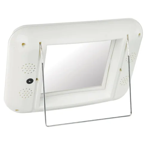 Vista 2 de JERDON Espejo de maquillaje de dos caras con luces, espejo de tocador con aumento 5X e iluminación sin reflejos de dos ajustes, base blanca